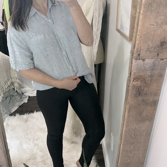 Saks Fifth Avenue Short Sleeve Button Down Shirt size medium linen fabric - Picture 3 of 6